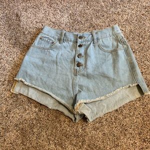 Light denim jean shorts